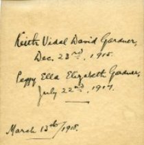 Keith Vidal David Gardiner and Peggy Ella Elizabeth Gardiner